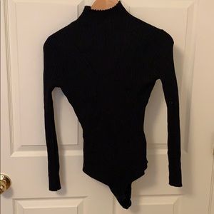 Black turtleneck bodysuit